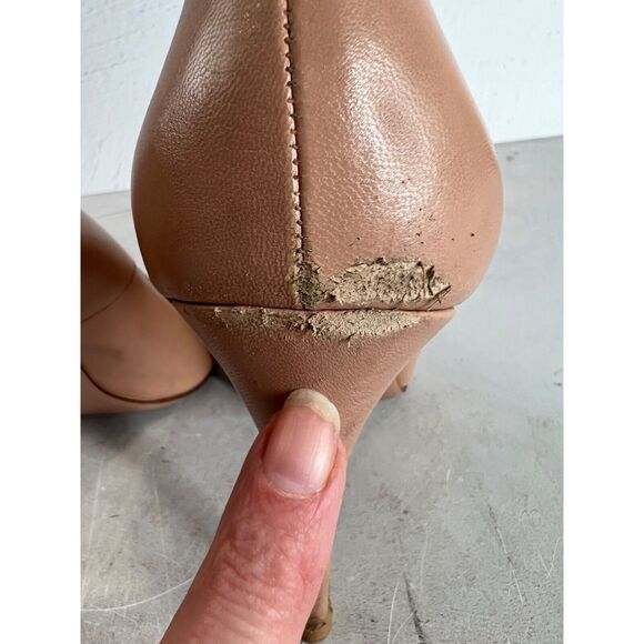 Prada Womens Nude Leather Pointed Toe High Heels Sz 39 - Picture 7 of 15